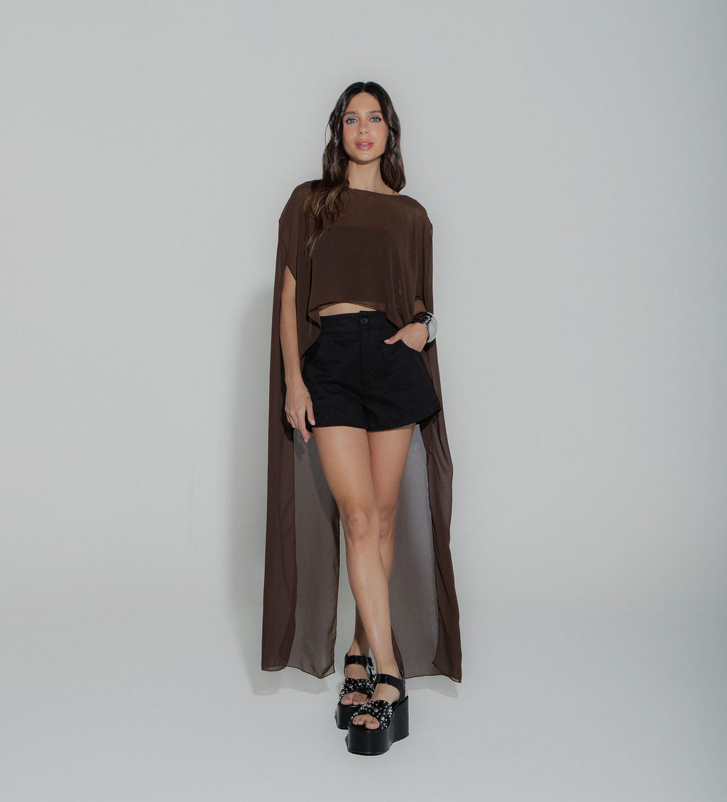Brown Cape Top Set
