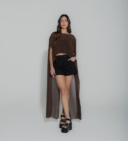 Brown Cape Top Set